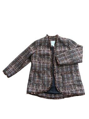 GRAVER Susan Graver Regular Tweed Topper /Fray Detail Smokey taupe size large.